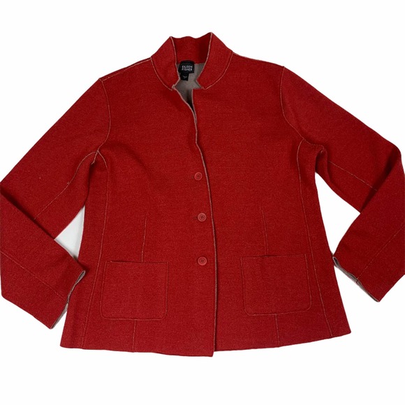 Eileen Fisher Jackets & Blazers - Eileen Fisher red italian Merino Wool Blazer Large
